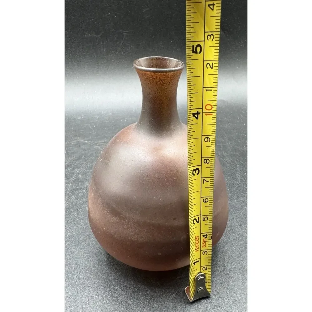 Genuine Israeli NEKER ART GLASS VASE Unique Handmade Delicate Frosted W Tag -S1R